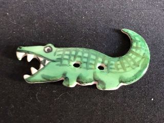 Large Idabelle Handpainted Ceramic Realistic Alligator Button - - - 2 1/8 "