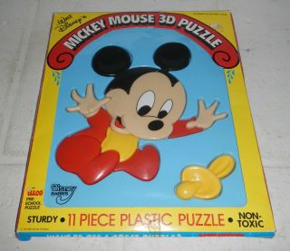 Vintage Illco 1980s Walt Disney Baby Mickey Mouse 3d 11 Piece Plastic Puzzle