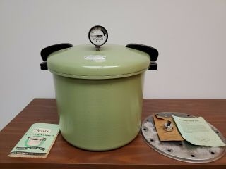 Vintage Sears Pressure Cooker Canner 21 Qt With Rack Model 409 Green With Books