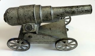 Vintage Cast Iron Toy Cannon - 4 Wheels - Not Operational