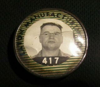 Vintage 1.  75 " Eaton Manufacturing Co Company Employee Photo Id Badge