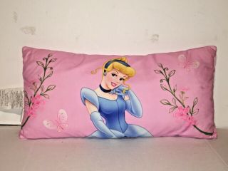 Disney Cinderella Princess Plush Pillow Pink 24” Long Bedding Topper Soft Filled