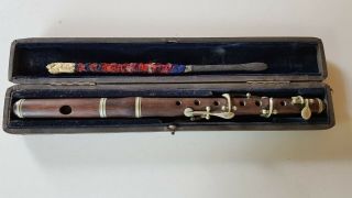 Vintage Firstclass Hawkes Denman Street London Rosewooo? Flute Piccolo Box,  Rod