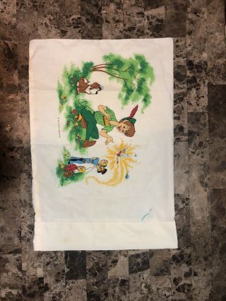 Peter Pan Pillowcase Vintage Walt Disney Tinker Bell Polyester And Cotton