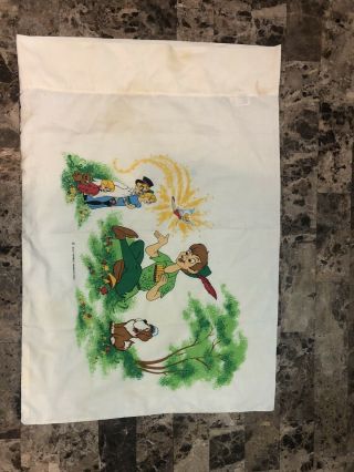 Peter Pan Pillowcase Vintage Walt Disney Tinker Bell Polyester And Cotton 2