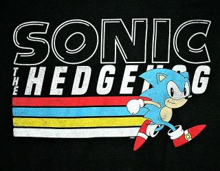Sega Sonic The Hedgehog Video Game 2019 Retro Graphics Black T - Shirt Mens Xl