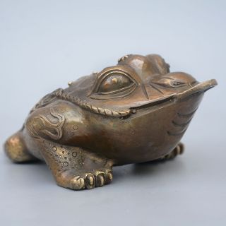 China Kangxi Years Collect Old Bronze Hand - Carved Toad Moral Bring Wealth Statue