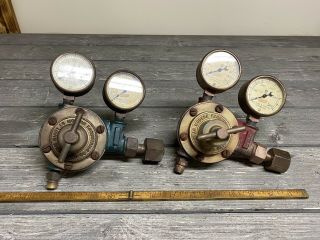 Vintage Mid Century (meco) Modern Engineering Co Oxygen And Acetylene Gauges