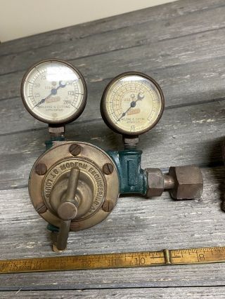 Vintage Mid Century (Meco) Modern Engineering Co Oxygen And Acetylene Gauges 2