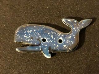 Large Idabelle Handpainted Ceramic Realistic Blue Whale Button,  X Large 2 "