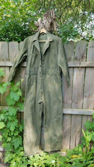 Vintage 1940s Ww2 Us Army Coveralls (size Large) Wwii Military Overalls