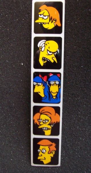 The Simpsons Pinball Machine Decal Set Of (5) Faces 1990 Nos Data East