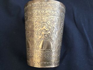 Antique Vintage Indian Hindu God Deities Ganesha Shiva Etc Brass Cup