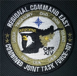 Regional Command East Cjtf - 101 Dea Fbi Dod Dia Treas Military Patch Afghanistan