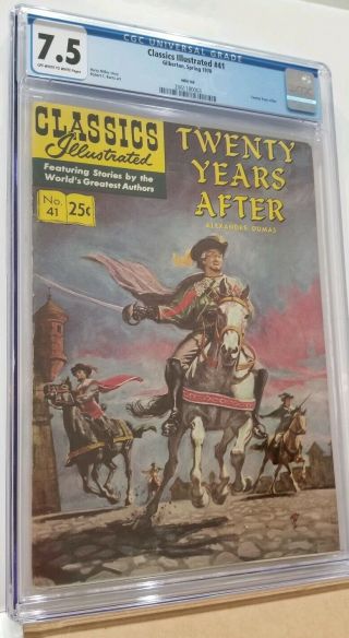 Classics Illustrated Comic 41 Cgc 7.  5 Twenty Years After Dumas Musketeer Vtg Old