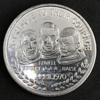 1970 Apollo 13 Nasa Tribute To Courage Lovell Swigert Haise Round Aluminum Token