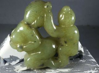 Chinese old natural jade hand - carved jade man and woman sex statue pendant 094 2