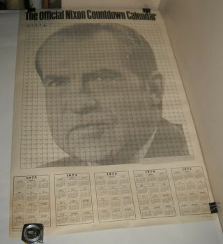 Rolled 1973 Yippy Inc The Official Richard Nixon Countdown Calendar Poster