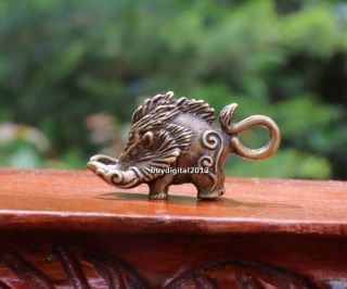 4 Cm Chinese Bronze Life - Like Wild Boar Sus Scrofa Pig Porcupine Amulet Pendant