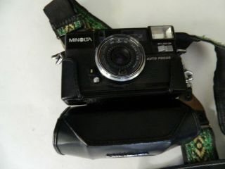 Vintage Black Minolta Hi Matic Af2 Af 2 Point & Shoot Camera With Case