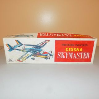 Vintage Alps Cessna Skymaster Friction Powered Tin Toy Near Japan