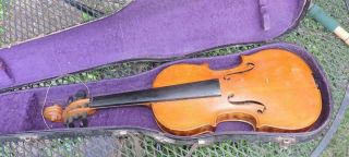 Antique Hand Made Flame Back Violin 4/4 Full Size Carlson Tocoma Wash 1924 Case