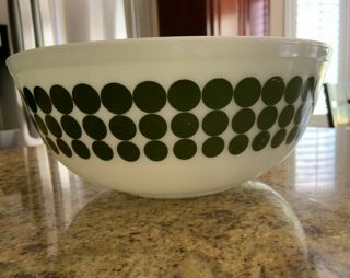 Vintage Pyrex Green Polka Dot 4qt.  Mixing Bowl