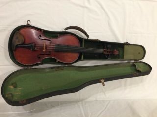 Old German Violin Nicely Made Turn Of The Century With Case No Label