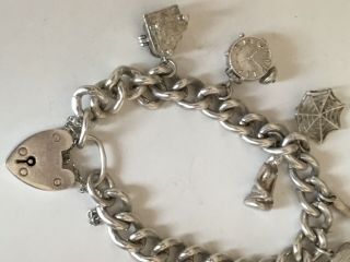 Vintage Heavy Solid Silver Charm Bracelet and Charms,  1961 - Links All Marked 2