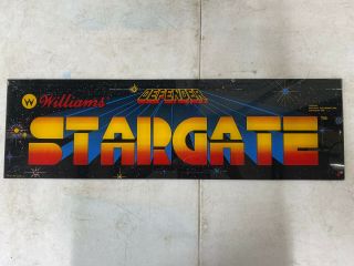 1981 Williams Stargate Defender Plexiglass Header Marquee Coin Op Video
