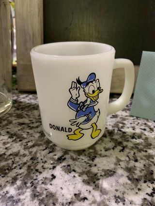 Vintage Disney Donald Duck Milk Glass Mug