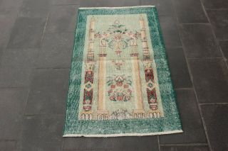 Vintage Handmade Oushak Rug,  Traditional Bohemian Floor Rug Oriental,  2.  5 X 4.  1 Ft