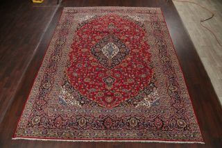 VINTAGE Rug Traditional Floral Hand - Knotted WOOL Red 10x13 LARGE Rug 2
