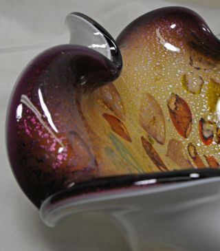 vintage exceptional Murano art glass freeform centerpiece bowl LARGE 9” gorgeous 3