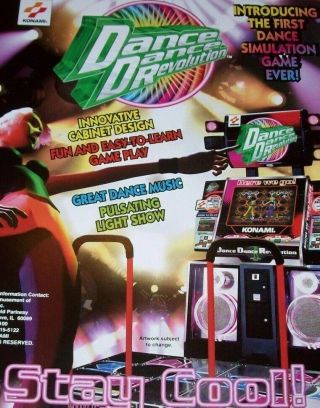 Dance Dance Revolution Arcade Flyer Konami 1998 Nos Video Game Artwork