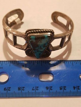 Vintage Native Sterling Silver Turquoise Cuff Bracelet 40 Grams Pawn