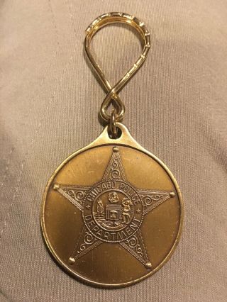 Chicago Police Badge Brass Collectible Keychain