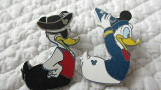 2 Disney Trading Pin Hidden Mickey Donald Duck Costume Pins Pirate And Sorcerer