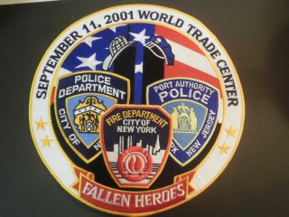 Large 5 " Patch Fallen Heroes 9 - 11 Fire Police Dept.  Twin Towers Embroidered