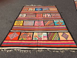 Auth: Antique Tunisian Kilim Rug,  Organic Dyes,  Rare Collectable