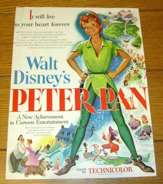 1953 Walt Disney ' s Peter Pan Color Print Ad & Bonus 2 page color pix ad 2