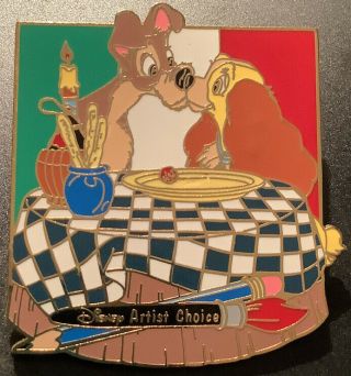 Disney Wdw 2000 Epcot Pin Event Lady & Tramp Artist Choice Pin Artist Signed