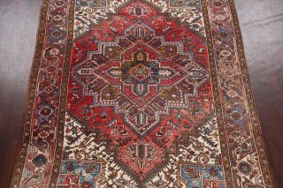 Geometric Semi Antique Heriz Area Rug Hand - knotted Living Room Wool Carpet 7x10 3