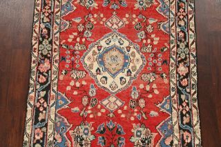 Vintage Traditional Hamedan Floral Area Rug Hand - Knotted Oriental Carpet 4x7 RED 3