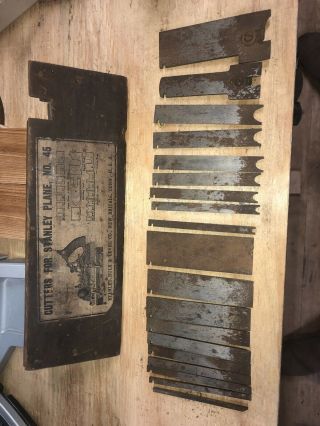 19 Vintage Stanley No 45 Cutters / Blades / Irons W/original Box,  No Lid