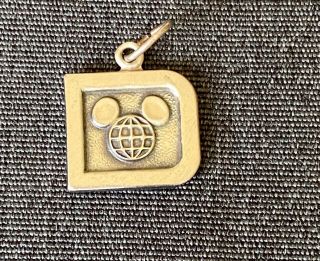 1970s Walt Disney World Epcot Sterling Silver Charm Mickey Mouse Ears On World