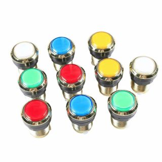 10x Gold - Plated Led Light Button 30mm Hole With Micro Switch Gold - Plated Button