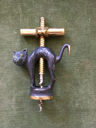 Vintage All Brass German Cat Corkscrew By Monopol,  Cavatappi,  Tire - Bouchon