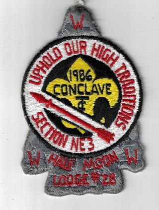 1986 Oa Conclave Sec Ne3 Half Moon Lodge 28 Uphold Our High Tradition Blk/gry Bd
