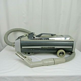 Electrolux Silverado Deluxe Canister Vacuum W Hose Silver Gray Vtg